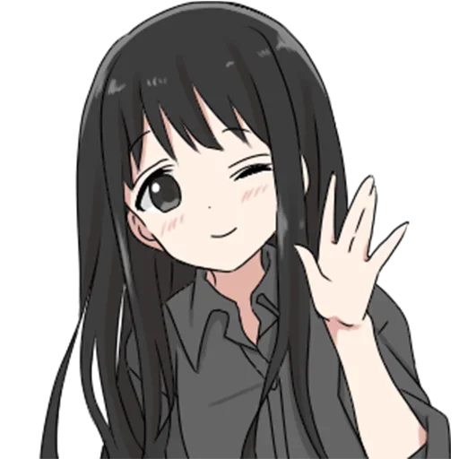 girl with long black hair sticker 👋