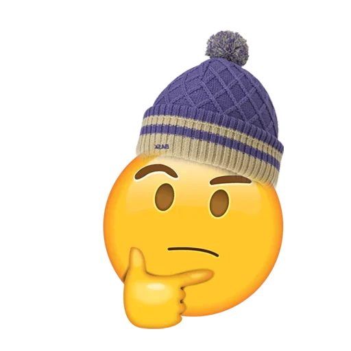 Стикер emoji with cute hat 🤔