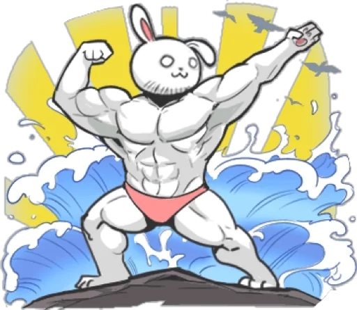 Telegram stickers Rabbo the Muscle Rabbit